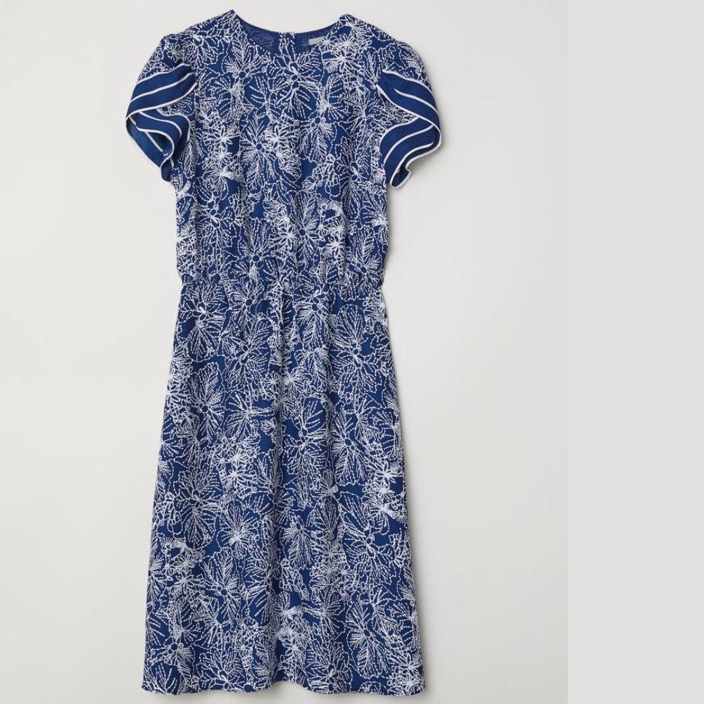 H&M | Printed Midi Satin Dress